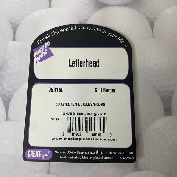 Golf Ball Tee Printer Paper 50 Sheets 8.5 x 11" New in Pkg - Picture 2 of 3
